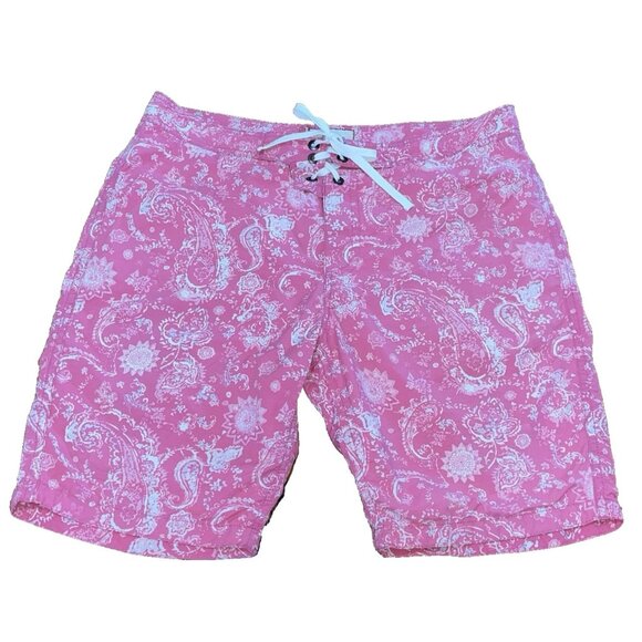 Express Board Shorts Mens XL Pink Swim Trunks Y2K Logo Surf Swim Beach Vacation - Picture 1 of 16